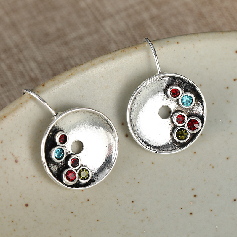 Women's Luxurious Handmade Art Earrings with Round Pendants